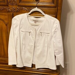 Roz & Ali White Women's Blazer with Zipper Accents XL